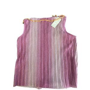 Espresso Purple Lavender Pink Crinkle Gold Rope Neck Sleeveless Women's Size Lar